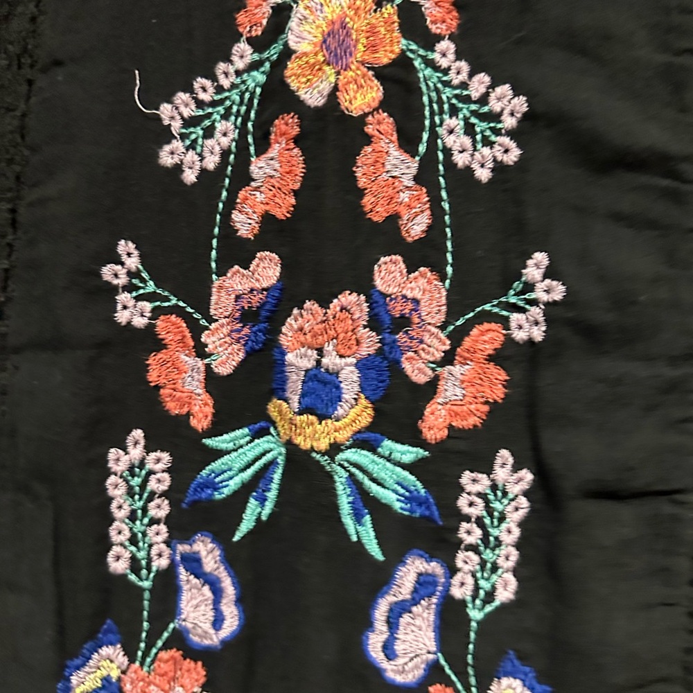 Free People Embroidered Black Floral Women's Dress Size Medium